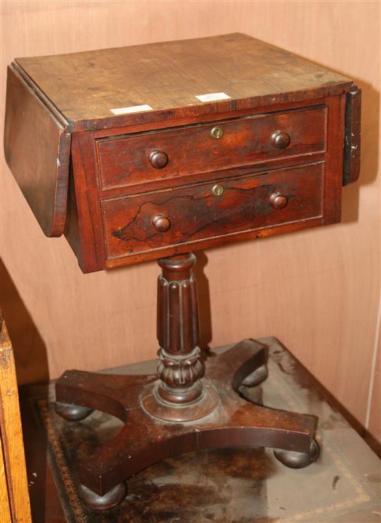 An early Victorian rosewood Pembroke work table, H.70cm